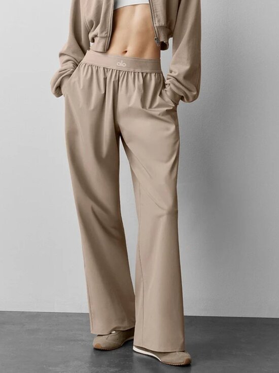 ALO Yoga Pants - Gravel⌛ALO Yoga Suit Up Elegant Neutral Wide Leg Trouser Regular-30”🥰Essentials